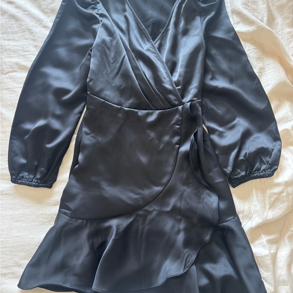 Nordstrom Elegant Black Satin Dress